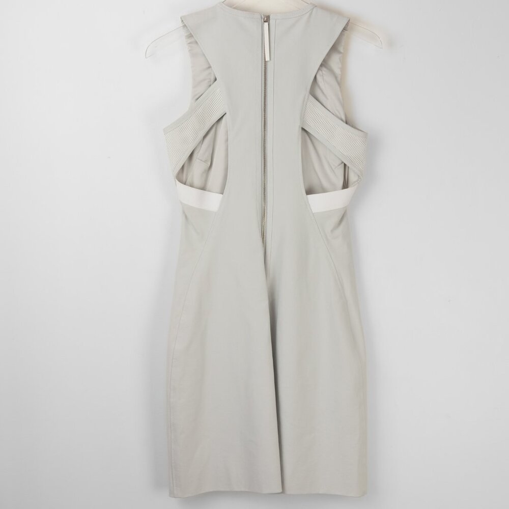 Helmut Lang Compress Dress Twill Mini Cutout Back Sleeveless Prism Grey 6 New - Picture 2 of 6